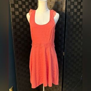 Free People Coral Eyelet Midi Dress